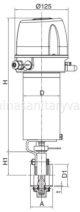 DIN Food Grade Intelligent Pneumatic Butterfly Valve Welded